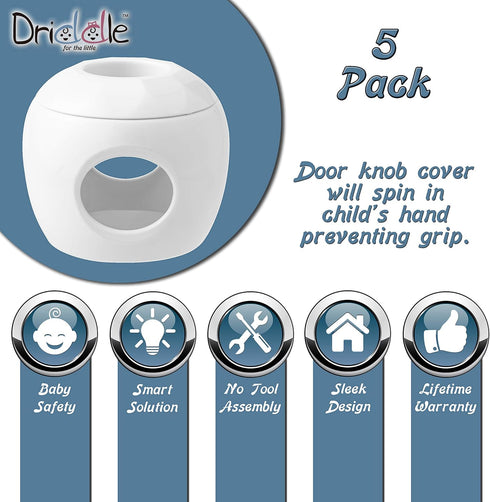 Door Knob Safety Cover for Kids - 5 Pack - Baby Proof Door Knob Covers - Door Locks for Kids Safety Child Proof - White...