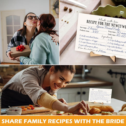 50 Pcs Recipe Cards for Bridal Shower - 4x6 Recipe Cards Box for Newlyweds, Wooden Recipe Box With Cards, Double-sided Blank Recipe Notecards for ...