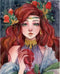 Tucocoo Redhead Girl Paint by Number for Adults, DIY Oil Painting Kits on Canvas with Brushes and Acrylic Pigment-Flowers and Pomegranate Picture ...
