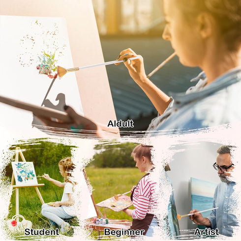 Giantree 5 Pcs Fan Paint Brushes Sets, Oil Acrylic Paint Brushes Wood Handle Nylon Hair Watercolor Fan Brush for Painting Brush for Acrylic Painti...
