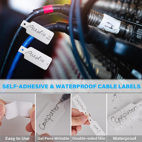 70 PCS Reusable Cable Ties with Hook and Loop, Multi-purpose Adjustable Cable Management Wire Ties & 10 PCS Cable Labels, Cord Organizer for Home,...