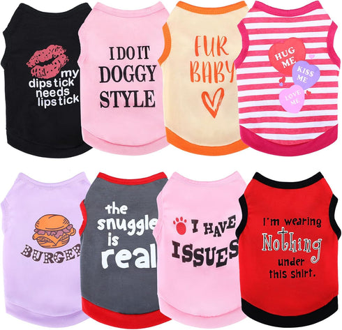 8 Pieces Pet Shirts Printed Puppy Shirts Soft Dog Shirt Pullover Dog T Shirts Cute Dog Sweatshirts Valentine's Day Puppy Girl Clothes Dog Outfits ...