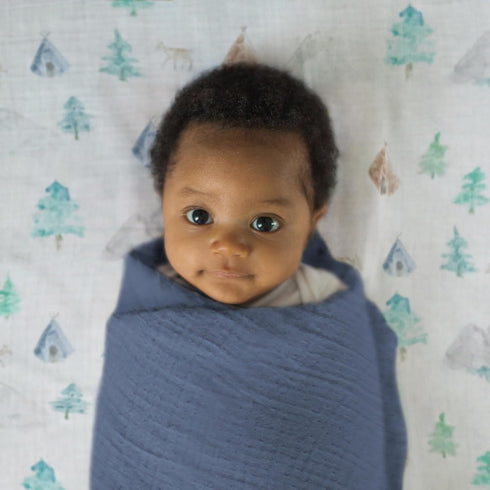 SwaddleDesigns Cotton Muslin Swaddle Blanket, Receiving Blanket for Baby Boys & Girls, Best Shower Gift, 46x46 inches, Denim...