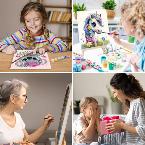 MISCER 4 Pack Animals Paint by Numbers for Kids Adults, Cartoon Paint by Number Kits for Kids, DIY Animals Oil Painting Suitable for Home Decorati...
