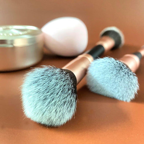 Foundation Brush Makeup Brushes:2 Pcs Double-Ended Makeup Brush For Liquid,Cream,and Powder-Buffing,Blending,Flawless Face Kabuki Brush (Flat/Angl...