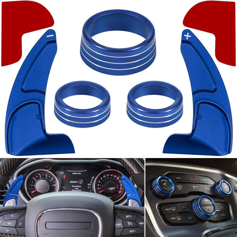 For Dodge Challenger Charger 2015-2024 Interior Accessories Decoration Steering Wheel Shift Paddle Extended Trim Cover+Air Conditioner Switch CD B...