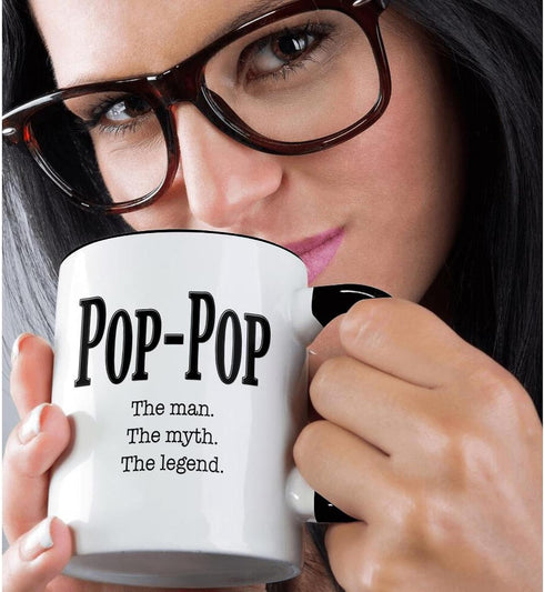 3dRose Pop the man the myth the legend Mug, 11 oz, Black...