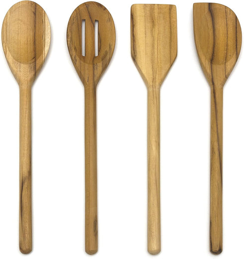 Lipper International Teak Wood Kitchen Tools for Cooking, 4-Piece Set, 11" Long...