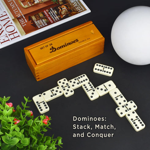 Queensell Dominos Set for Adults – Dominoes - Classic Board Games, Double 6 Dominoes Family Games for Kids and Adults - Double Six Standard Domino...