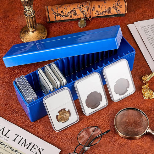 Ettonsun Plastic Coin Storage Box Case for 20 Slab Coin Holders Fit for PCGS NGC PCCB PMGab Coin Holders (Blue)...