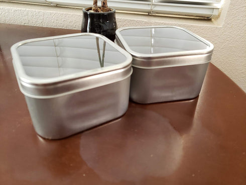 Square Metal Tin Box Storage Containers with Windowed Lids - 4x4x2.25 Inches, 16 oz. - Set of 2...