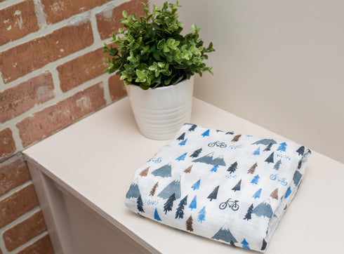 lulujo Baby 100% Cotton Muslin Swaddle Blanket, 47 x 47-Inches, Mountain Top...
