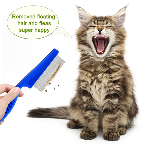 5 Pack Flea Lice Comb,Stainless Steel Dog Cat Grooming Combs With Rounded Teeth,Double-Sided Tear Stain Remover,Dematting Comb For Dogs Cats Ideal...