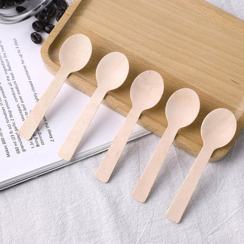 HANSGO 115PCS Wooden Spoons, 6.25inch Ice Cream Dessert Spoons Wood Cutlery Tableware Sampling Tasting Spoons for Kitchen Party Chocolate Cake Hon...