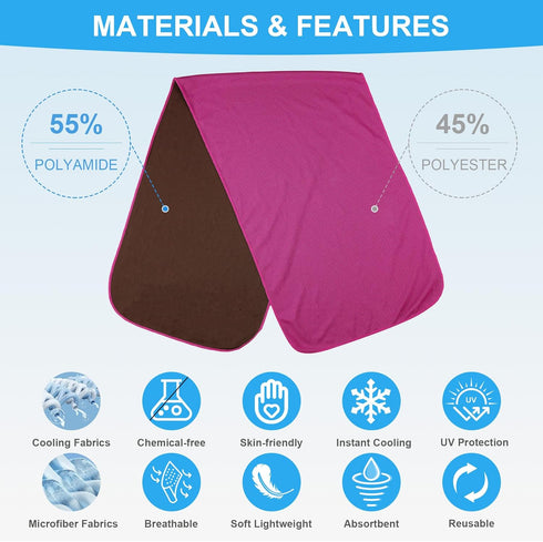 U-pick Cooling Towels Bulk 40"x12", Breathable Microfiber Chill Towel, Cooling Towel for Neck and Face, Sweat Towel for Gym, Yoga, Workout, Golf, ...