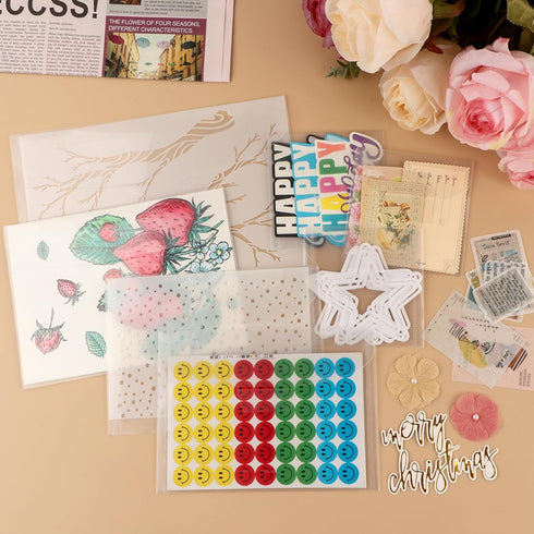 50 Pcs/Set 5 Sizes Stamp & Die Storage Pockets Resealable Clear Plastic Seal Bags Storagefor Cutting Dies Stamp Crafts for DIY Scrapbooking Paper ...