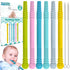 Baby Teething Toy - Pack of 6 Hollow Teething Sticks with 2 Cleaning Brushes - 100% Food Grade Silicone, BPA Free, and Dishwasher Safe - 6 Vibrant...