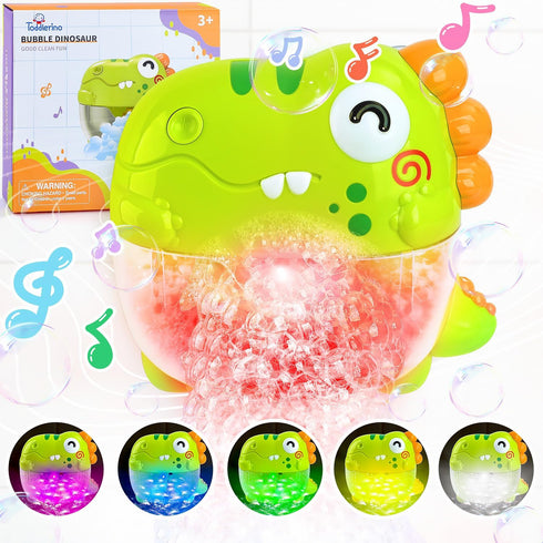 Bubble Bath Toys - Dinosaur Bath Toys with Sound & Lights, No Mold Baby Bath Toys for Toddlers, Automatic Bath Bubble Machine Bath Tub Toys Bath B...