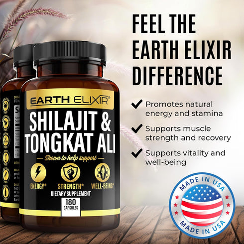 Shilajit 1000mg & Tongkat Ali 400mg (180 capsules) Made in USA-Shilajit Supplement (20% Fulvic Acid) Shilajit Pure Himalayan Organic & Tongkat Ali...