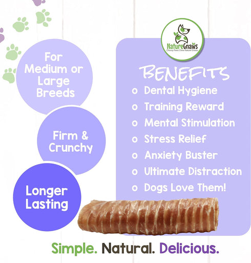 Nature Gnaws Beef Trachea Crunch Wraps for Dogs - Premium Natural Beef Bones - Long Lasting Dog Chew Treats - Rawhide Free - 5-6 Inch, 3 Count (Pa...