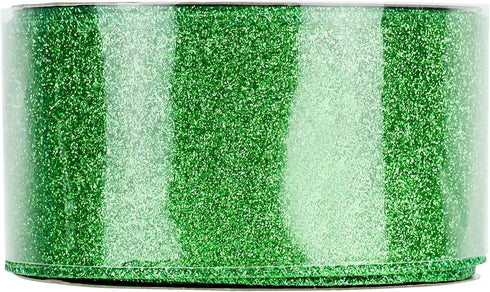 MEEDEE Lime Green Ribbon Green Glitter Ribbon 2.5 Inch Lime Green Wired Ribbon by 25 Yards Lime Green Christmas Ribbon Lime Green Ribbon for Chris...