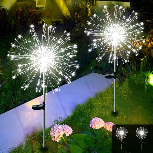 2 Pack Solar Firework Lights, 300 LEDs Solar Lights with 8 Modes, Waterproof Firework Lights, Copper Wire Firework Lights, Pathway Decorative Ligh...