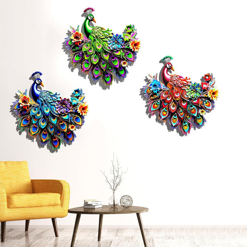 ikasus Metal Peacock Bird Wall Art Bird Wall Decor Outdoor Wall art Suitable for Outdoor Garden Fence Outdoor Crafts Iron Wall Decorations, Blue...
