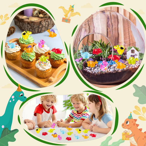 48 Pcs Mini Dinosaur Figures Resin, 6 Types Small Dinosaur Toys, Garden Mini Dinosaurs for Cake Topper (Mixed Packaging)...