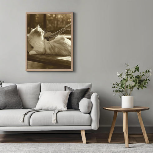 Posterizer 1 pcs-cute funny kitty cat playing the guitar 3-Art for Animal Lovers-Musical Art Collection-Decorations for Bedroom, Office, Living Ro...
