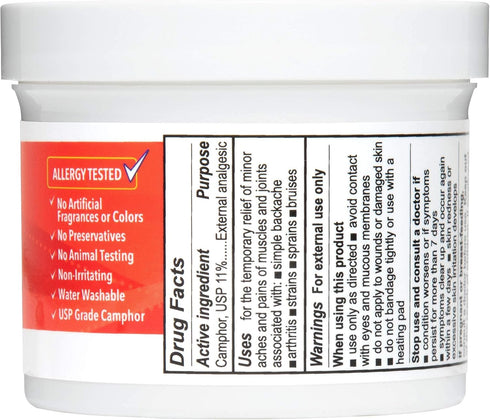 De La Cruz Cream - Maximum Strength Muscle and Joint Camphor Ointment to Reduce Pain 11% - 5.5 oz, Jumbo Jar...