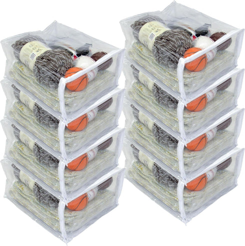 Heavy Duty Vinyl Zippered Closet Square Storage Bags (Clear) for Sweaters, Blankets, Arts & Crafts, Toys and Much More! (9" x 11" x 5") 2.1 Gallon...