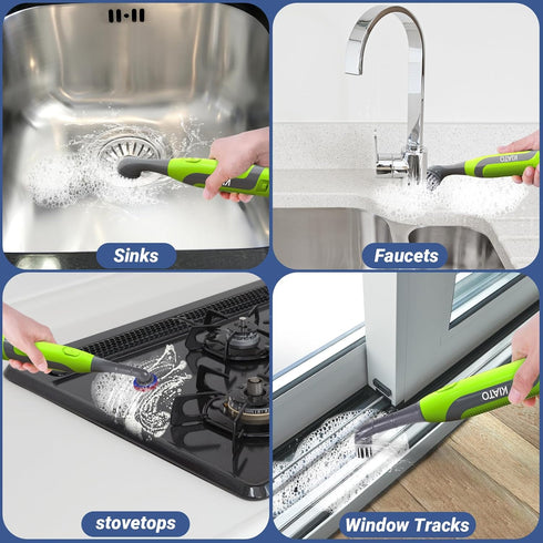 Electric Cleaning Brush, Battery Powered Scrubber with 4 AA Batteries, Small Electric Grout Brush & 5 Replacement Brush, Cordless Lightweight Brus...