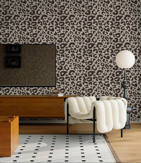 16.1"X118" Leopard Peel and Stick wallpaper Leopard Print Contact Paper Dark Brown and Khaki Wallpaper Self Adhesive wallpaper Thickened Removable...