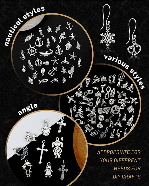 JIALEEY 300 PCS Wholesale Bulk Lots Jewelry Making Charms Mixed Smooth Tibetan Silver Alloy Charms Pendants DIY for Bracelet Necklace Jewelry Maki...