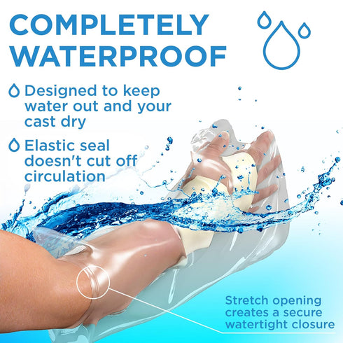 100% Waterproof Cast Covers for Shower Arm - Tight Seal - 3pk Adult Reusable Cast Protectors - Half Arm Bag Sleeves...