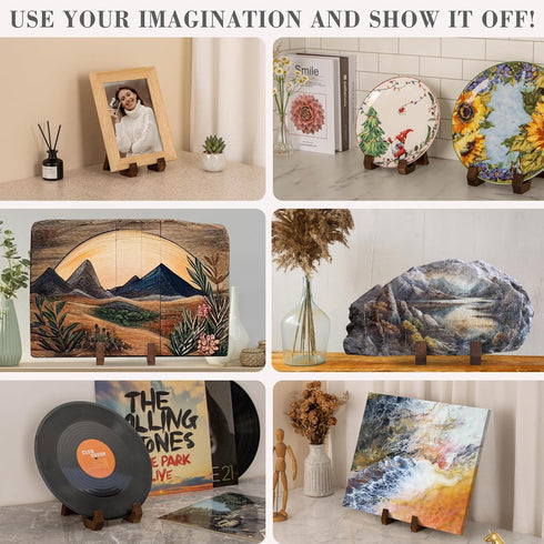 Plate Display Stand, 6 Inch Plate Holder for Displaying, Decorative Picture Frame Dish Photo Plaque Platter Wood Stand...