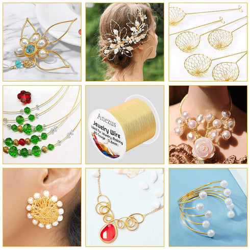 anezus 20 Gauge Jewelry Wire, 28 Yards Craft Wire Tarnish Resistant Copper Beading Wire for Jewelry Making Supplies and Crafting(KC Gold)...