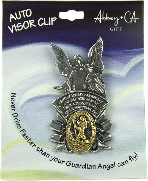 Cathedral Art (Abbey & CA Gift St. Christopher Guardian Angel Sun Visor Clip - Car and Automotive Accessories, Religious Gifts for Christians or C...