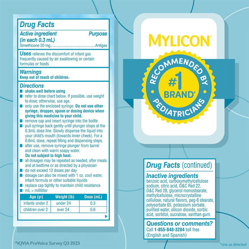 Mylicon Gas Relief Drops for Infants and Babies, Original Formula, 1 Fluid Ounce...