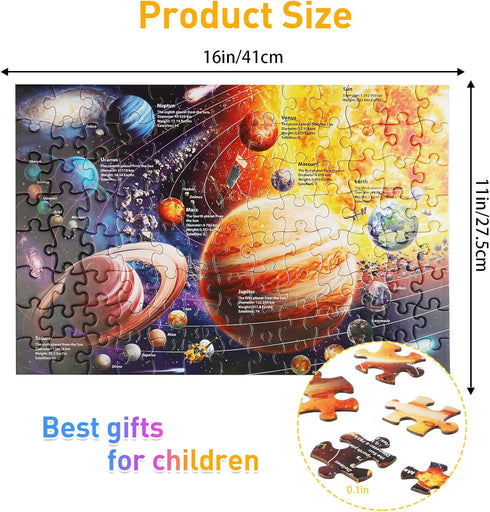 Puzzles for Kids Ages 4-8, 3-5, 6-8, 8-10 Boys Girls - 100 Piece Solar System Space Kids Jigsaw Puzzles - Science Educational Toys for Kids 5-7 Pl...
