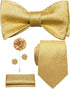 Hi-Tie Men Ties Bowtie Set Woven Silk Necktie Bow Tie and Pocket Square Cufflinks Set with Tie Clip or Flower Lapel Pin...