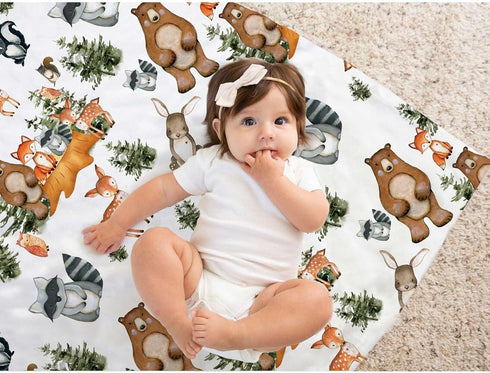 Woodland Baby Blankets for Unisex Boys Girls, Soft Nursery Minky Blankets with Double Layer Dotted Backing, Toddler Baby Crib Stroller Swaddle Sho...