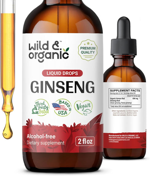 Ginseng Tincture - Korean Red Panax Ginseng Extract Liquid - Immune Support Drops w/Korean Red Ginseng - Alcohol-Free Red Ginseng Liquid for Immun...