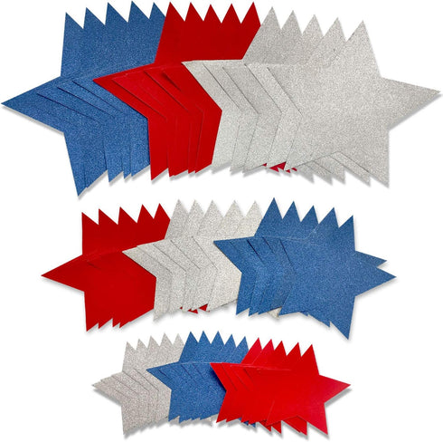 Patriotic Star Cutouts Glitter Cutouts Kit 4th of July Decoration for Independence Day 45 Pieces...