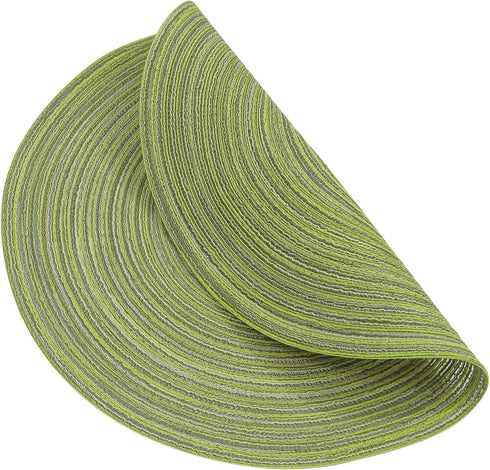 SHACOS Round Placemats Set of 4 Round Table Placemats Braided Cotton Place Mats 15 inch for Kitchen Dining Table Holiday Party (Pea Green, 4)...