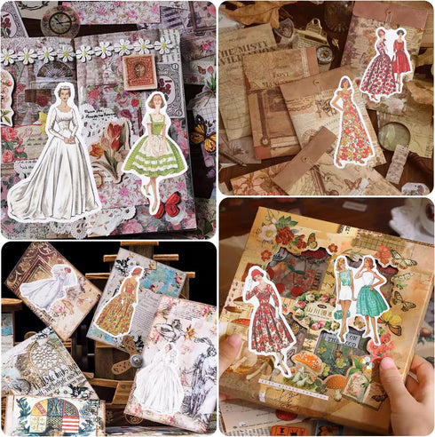 160Pcs Vintage People Stickers, Retro Fashion Paris Ladies Girls Women Aesthetic Washi for Scrapbooking Supplies,Vinyl Bullet Junk Journal Kit Alb...
