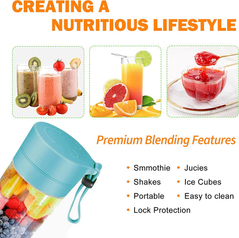 Portable Blender, USB Rechargeable, 6 Stainless Steel Blades, Mini Blender for Kitchen, Travel and Sport...
