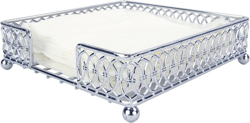 Home Basics Chrome Plated Steel Infinity Collection Flat Napkin Holder Organizing Stand, Elegant Design, Silver Chrome...