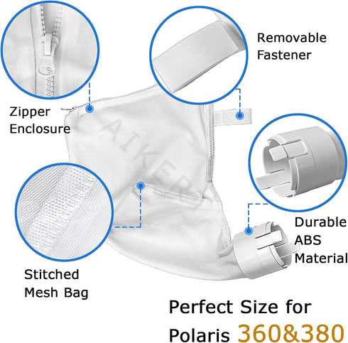 Pool Cleaner Bag for Polaris 360 Bag Replacement - Pool Cleaner Parts All Purpose Zippered Bags for Polaris 360, 380 Bags / 2 Pack...
