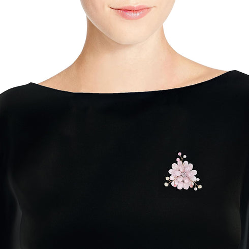AeraVida Charming and Stylish Vibrant Pink Simulated Quartz Lotus Flower Brooch Pin...